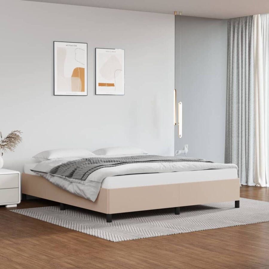 The Living Store Bedframe Cappuccino 203 x 163 x 35 cm Duurzaam Kunstleer Cappuccino