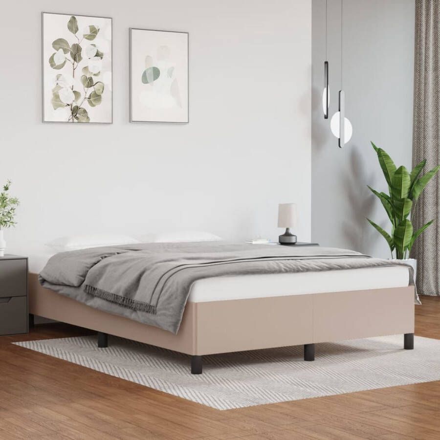 The Living Store Bedframe Cappuccino Kunstleer 193 x 143 x 35 cm Duurzaam Stabiel