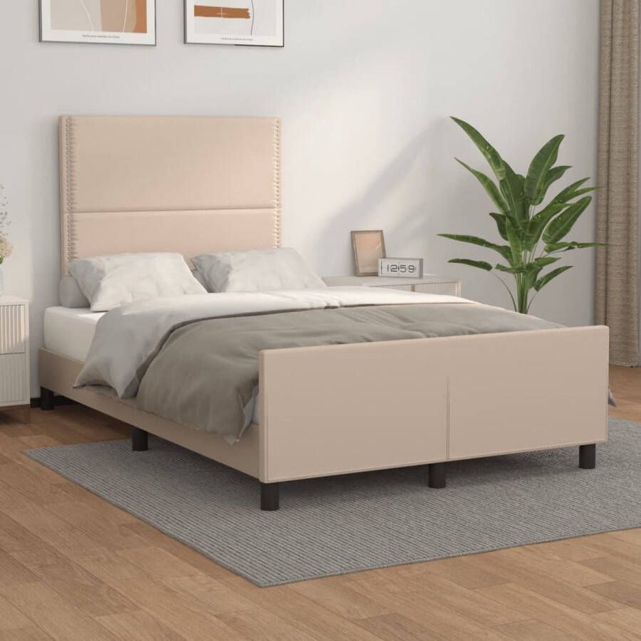 The Living Store Bedframe Cappuccino Verstelbaar Hoofdeind Multiplex Lattenbodem 203x126x118 128 cm