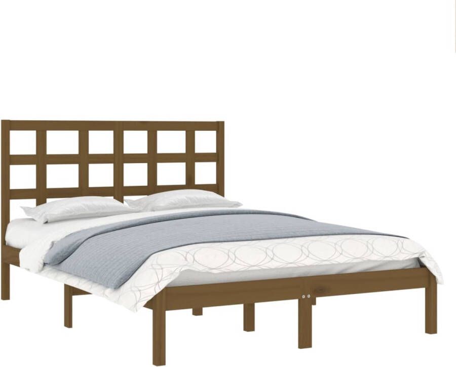 The Living Store Bedframe massief hout honingbruin 140x200 cm Bedframe Bedframes Tweepersoonsbed Bed Bedombouw Dubbel Bed Frame Bed Frame Ledikant Houten Bedframe Tweepersoonsbedden - Foto 2
