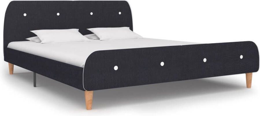 The Living Store Bedframe Classic Hout IJzer 208x166x81 cm Donkergrijs Geschikt voor matras 160x200 cm Inclusief houten poten