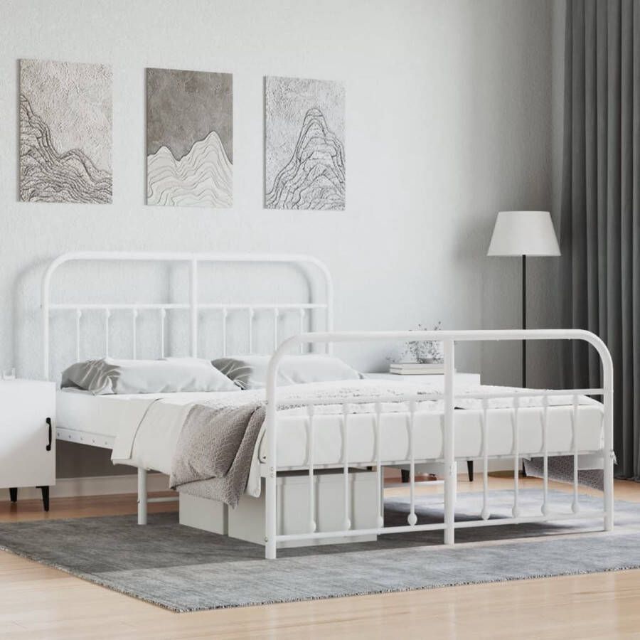 The Living Store Bedframe Classic Staal 196x146x100 cm Extra opbergruimte