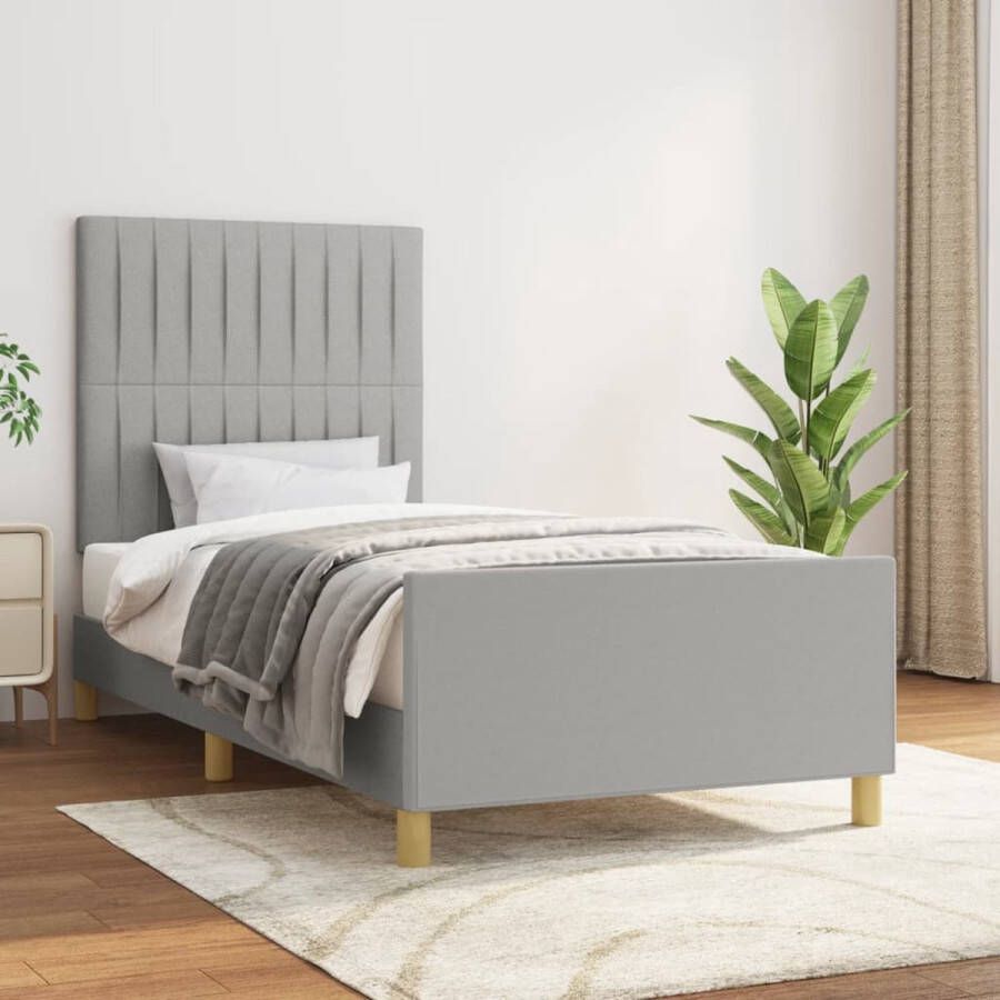 The Living Store Bedframe Comfort Bed Afmetingen- 193 x 93 x 118 128 cm Lichtgrijs Duurzaam Verstelbaar hoofdeinde Ondersteunende poten Multiplex lattenbodem Comfortabele ondersteuning Matras niet inbegrepen