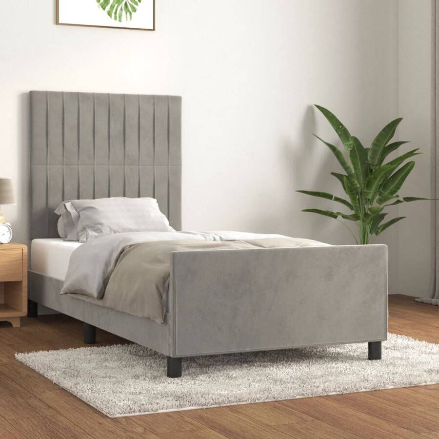 The Living Store Bedframe Comfort Bedframe 193 x 93 x 118 128 cm Verstelbaar hoofdeinde Multiplex lattenbodem Lichtgrijs