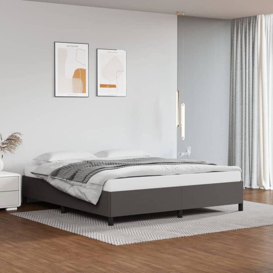 The Living Store Bedframe kunstleer grijs 180x200 cm Bedframe Bedframes Bed Slaapmeubel Bedbodem Ledikant Tweepersoonsbed Slaapbed Bedden Slaapmeubels Slaapmeubelen