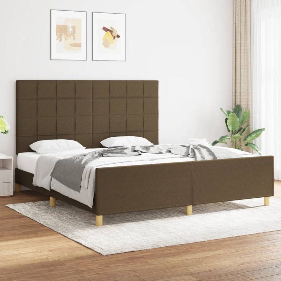 The Living Store Bedframe Donkerbruin 203 x 186 x 118 128 cm Verstelbaar Multiplex lattenbodem