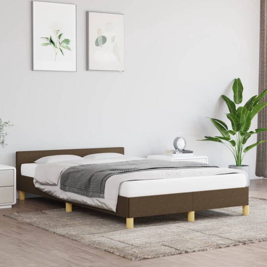 The Living Store Bedframe Donkerbruin 203x123x50 cm Polyester stof Multiplex lattenbodem Matras niet inbegrepen