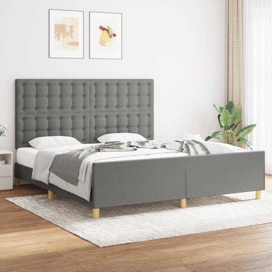 The Living Store Bedframe donkergrijs 203 x 186 x 118 128 cm verstelbaar hoofdeinde