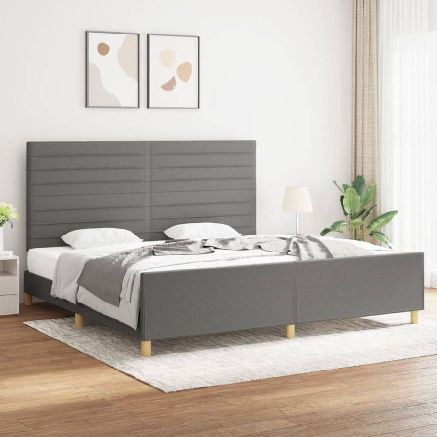 The Living Store Bedframe donkergrijs 203 x 206 x 118 128 cm verstelbaar hoofdeinde