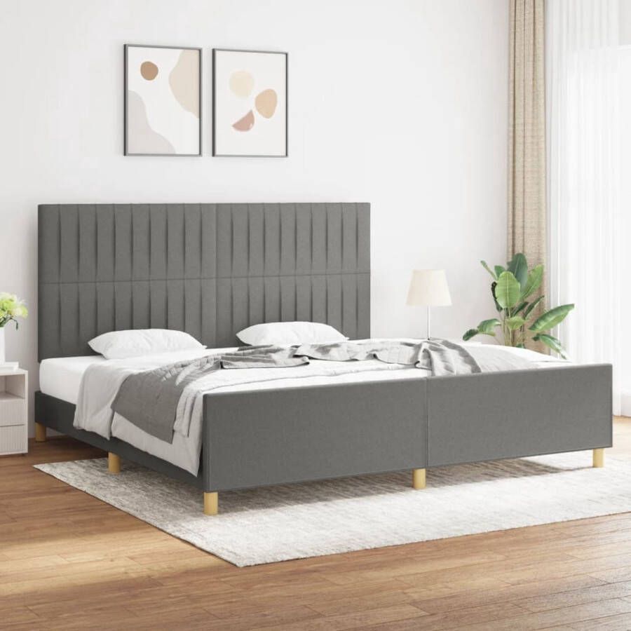 The Living Store Bedframe Donkergrijs 203 x 206 x 118 128 cm Verstelbaar hoofdeinde