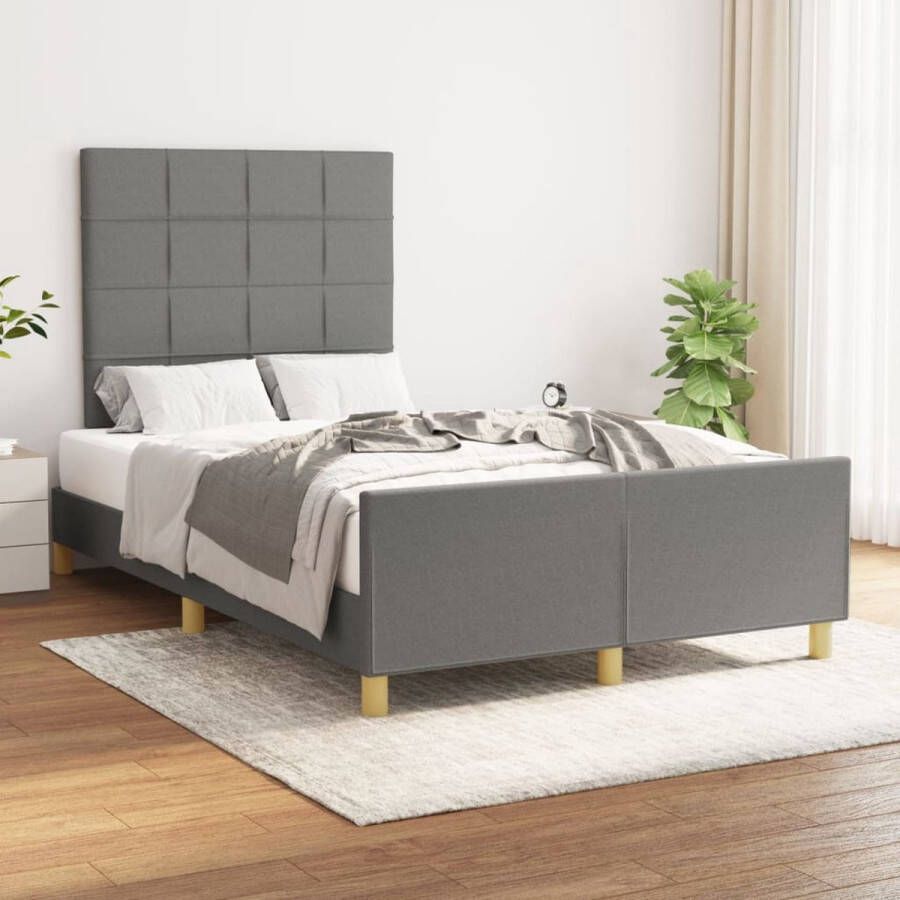 The Living Store Bedframe Donkergrijs 203x126x118 128 cm Verstelbaar hoofdeinde Multiplex lattenbodem Comfortabele ondersteuning