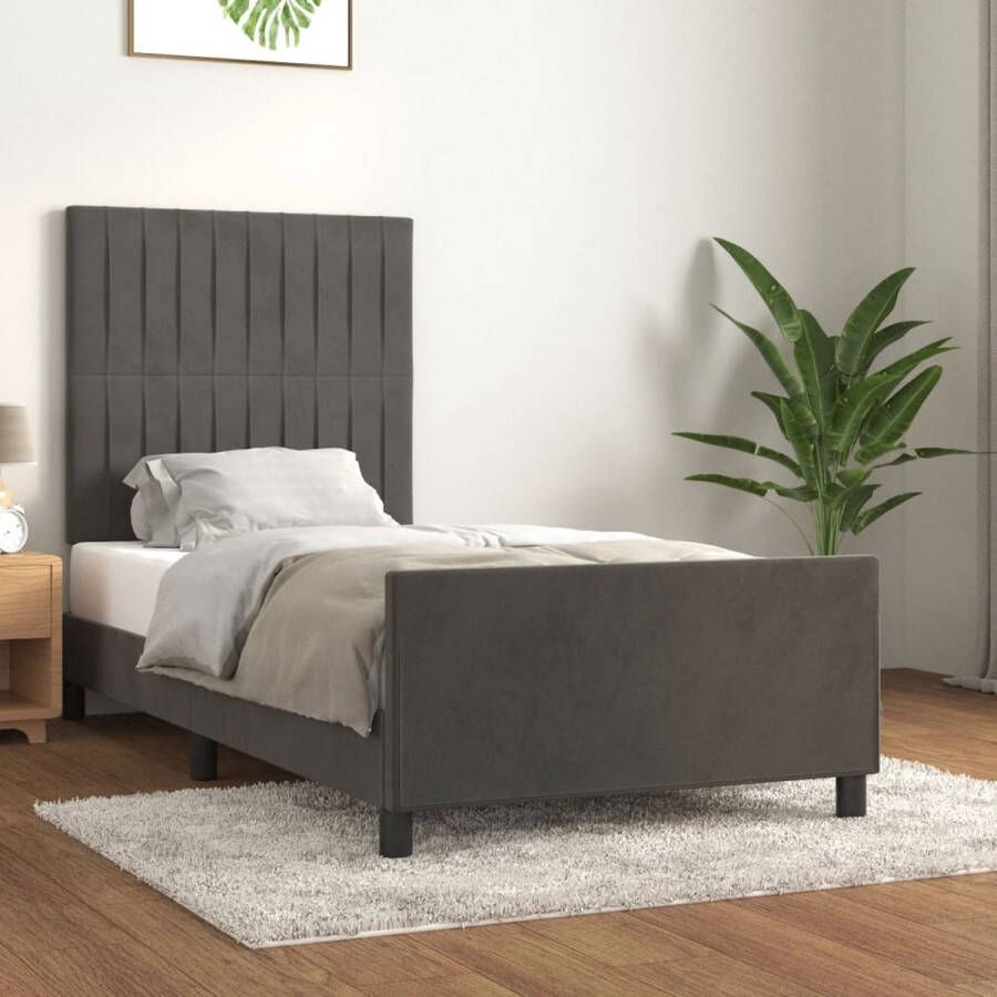 The Living Store Bedframe Donkergrijs Bedframes 203x83x118 128 cm Verstelbaar hoofdeinde