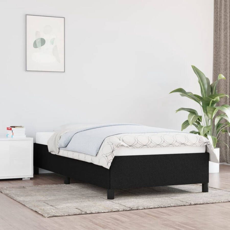 The Living Store Bedframe stof zwart 100x200 cm Bedframe Bedframes Slaapmeubel Bedbodem Ledikant Eenpersoonsbed Slaapmeubels Slaapmeubelen Slaapmeubilair Bedbodems Ledikanten