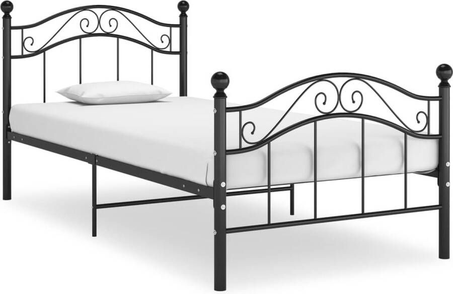 The Living Store Bedframe metaal zwart 90x200 cm Bedframe Bedframes Eenpersoonsbed Eenpersoonsbedden Bed Bedden Bedombouw Bedombouwen Frame Frames Slaapmeubel