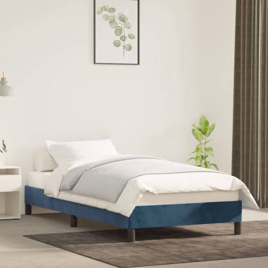 The Living Store Bedframe Donkerblauw Stof 193 x 93 x 25 cm Zacht fluweel Ondersteunende poten