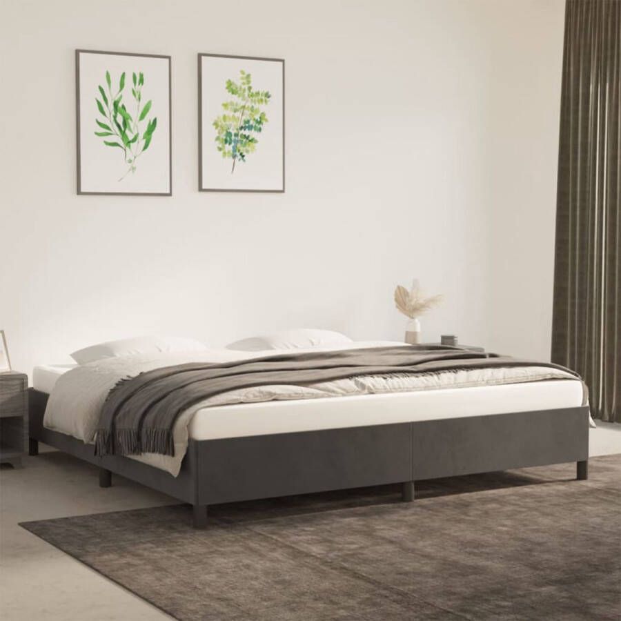 The Living Store Bedframe fluweel donkergrijs 200x200 cm Bed