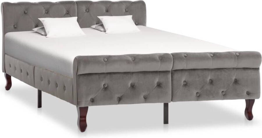 The Living Store Bedframe fluweel grijs 120x200 cm Bed