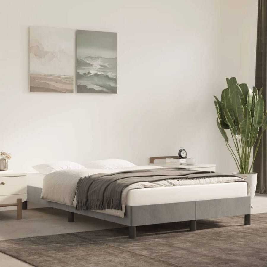 The Living Store Bedframe Fluweel Lichtgrijs 203 x 123 x 25 cm Geschikt voor 120 x 200 cm matras