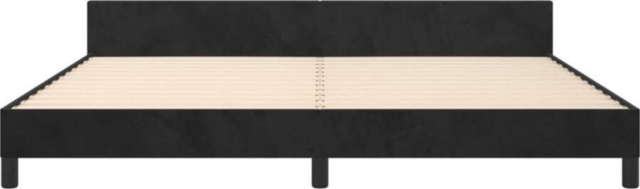 The Living Store Bedframe Fluweel Ondersteunende poten Multiplex lattenbodem Zwart 203 x 206 x 50 cm Geschikte matras 200 x 200 cm Bed Frame Boxspring Tweepersoonsbed Velvet Bed Black Bed - Foto 3
