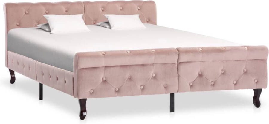 The Living Store Bedframe fluweel roze 140x200 cm Bed