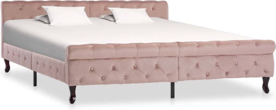 The Living Store Bedframe fluweel roze 180x200 cm Bed