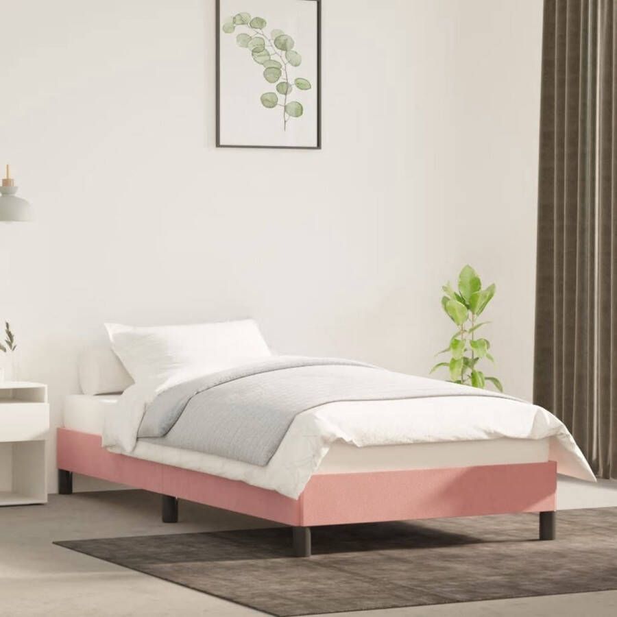 The Living Store Bedframe fluweel roze 80x200 cm Bed