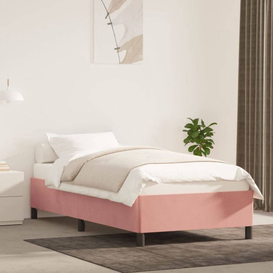 The Living Store Bedframe fluweel roze 90x190 cm Bed