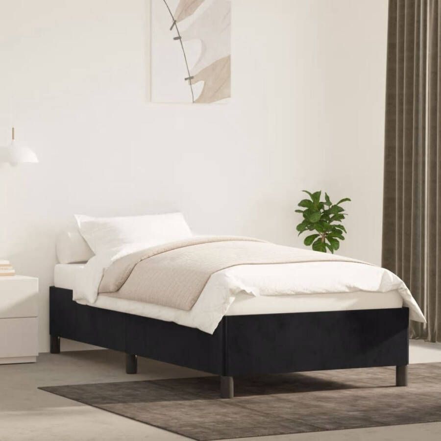 The Living Store Bedframe fluweel zwart 100x200 cm Bed