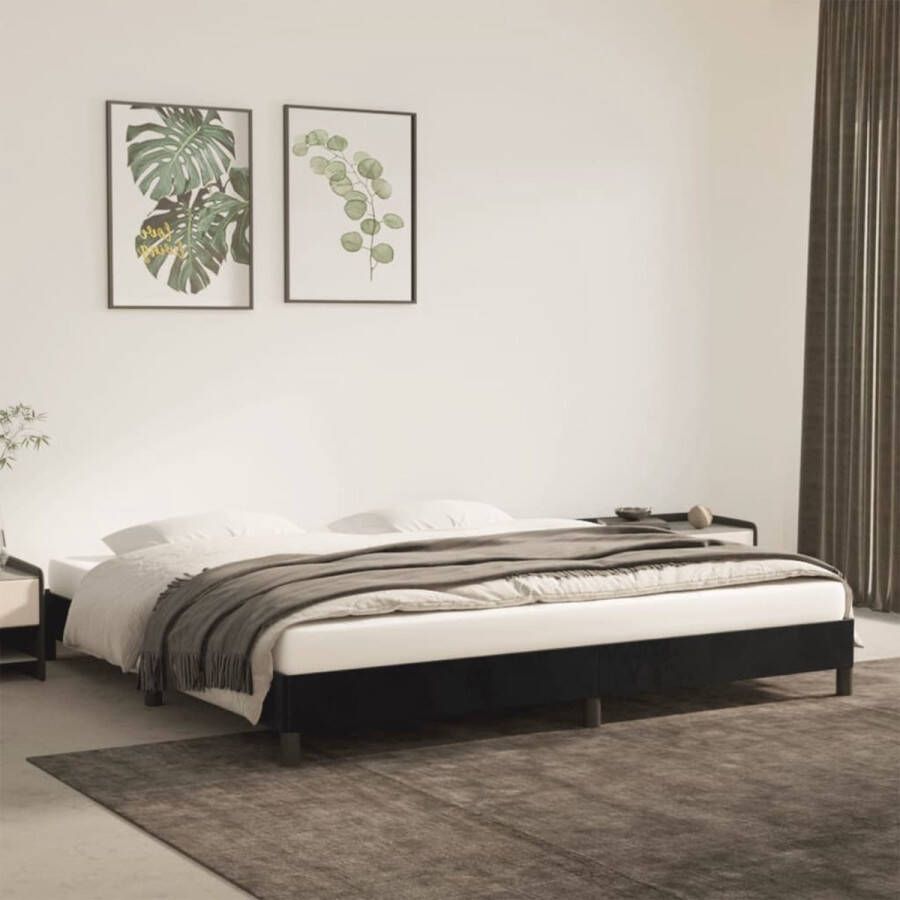 The Living Store Bedframe fluweel zwart 200x200 cm Bed
