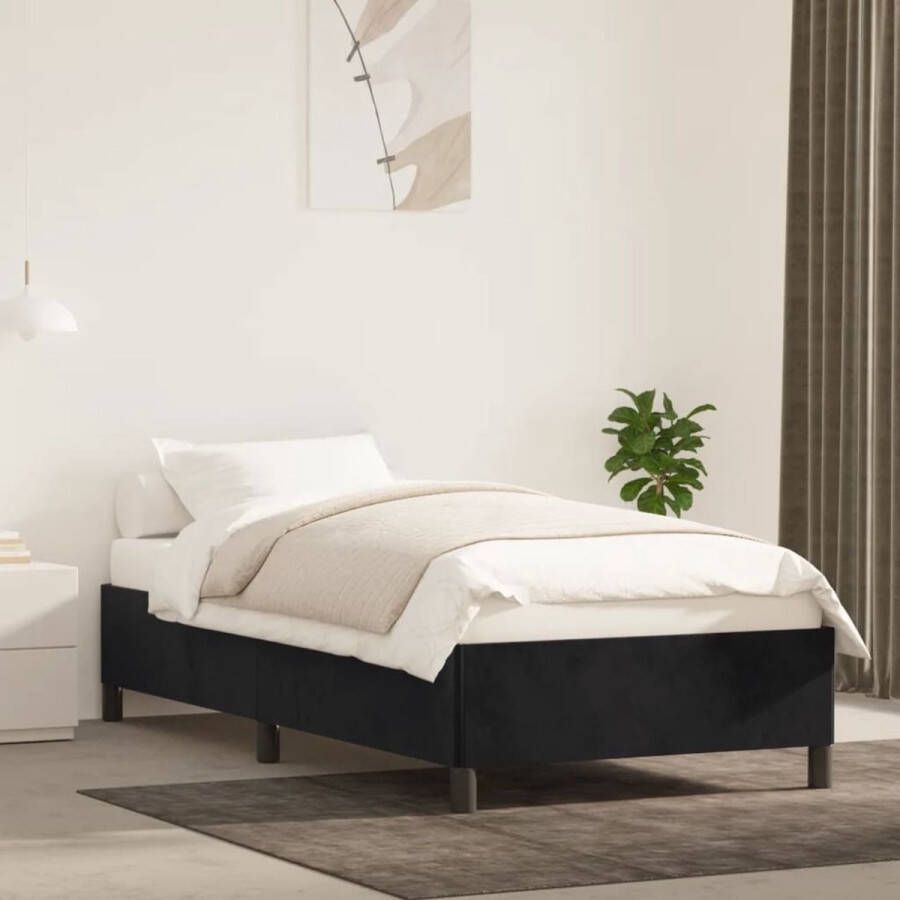 The Living Store Bedframe fluweel zwart 80x200 cm Bed