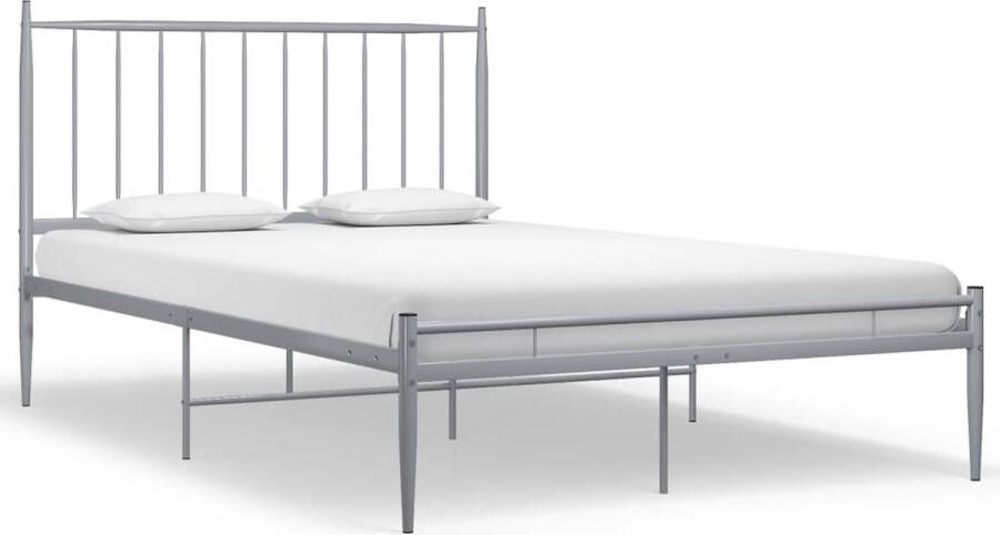 The Living Store Bedframe metaal grijs 120x200 cm Bedframe Bedframes Tweepersoonsbed Tweepersoonsbedden Bed Bedden Bedombouw Bedombouwen Frame Frames Slaapmeubel - Foto 2