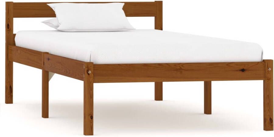 The Living Store Bedframe massief grenenhout honingbruin 100x200 cm Massief Hout Bed Grenenhout Bed Tweepersoons Bed Honigbruin Bed Modern Bed