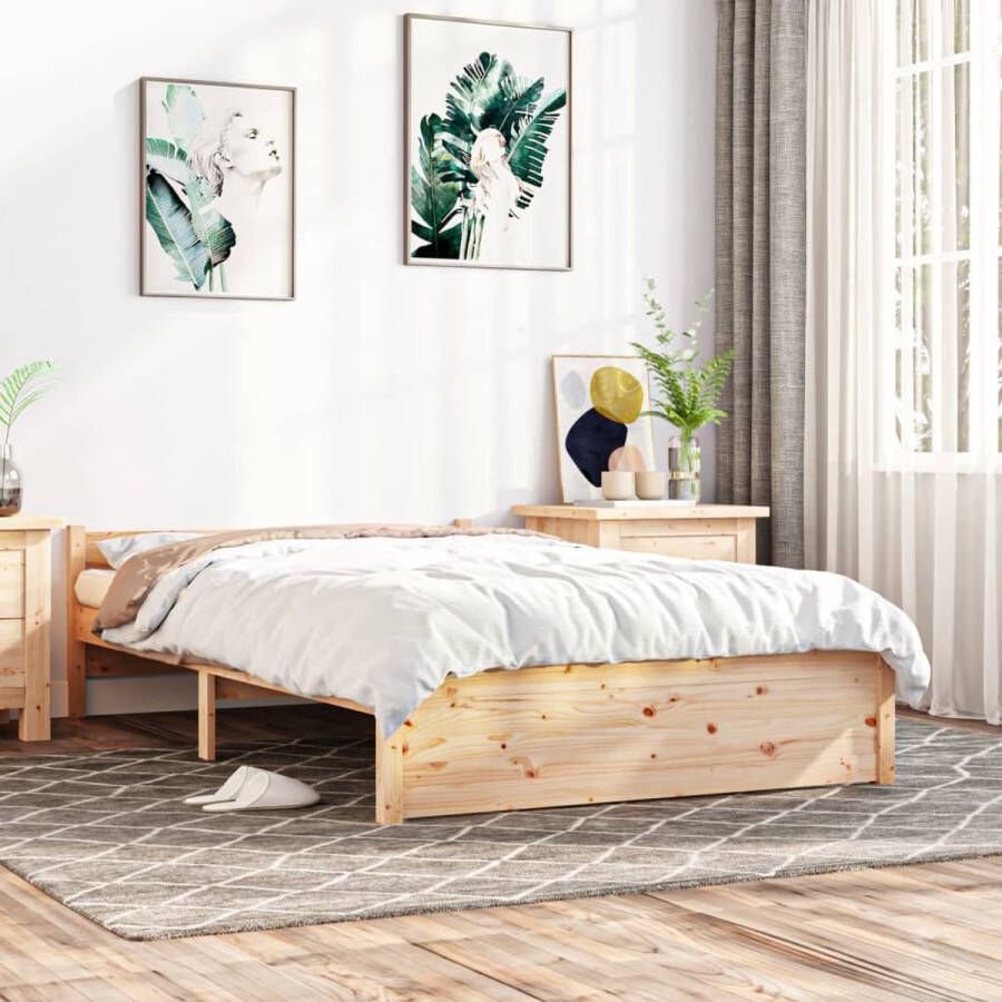 The Living Store Bedframe massief grenenhout 120x190 cm 4FT Small Double Bedframe Bedframes Bed Bedbodem Ledikant Bed Frame Massief Houten Bedframe Slaapmeubel Bedden Bedbodems Ledikanten - Foto 2