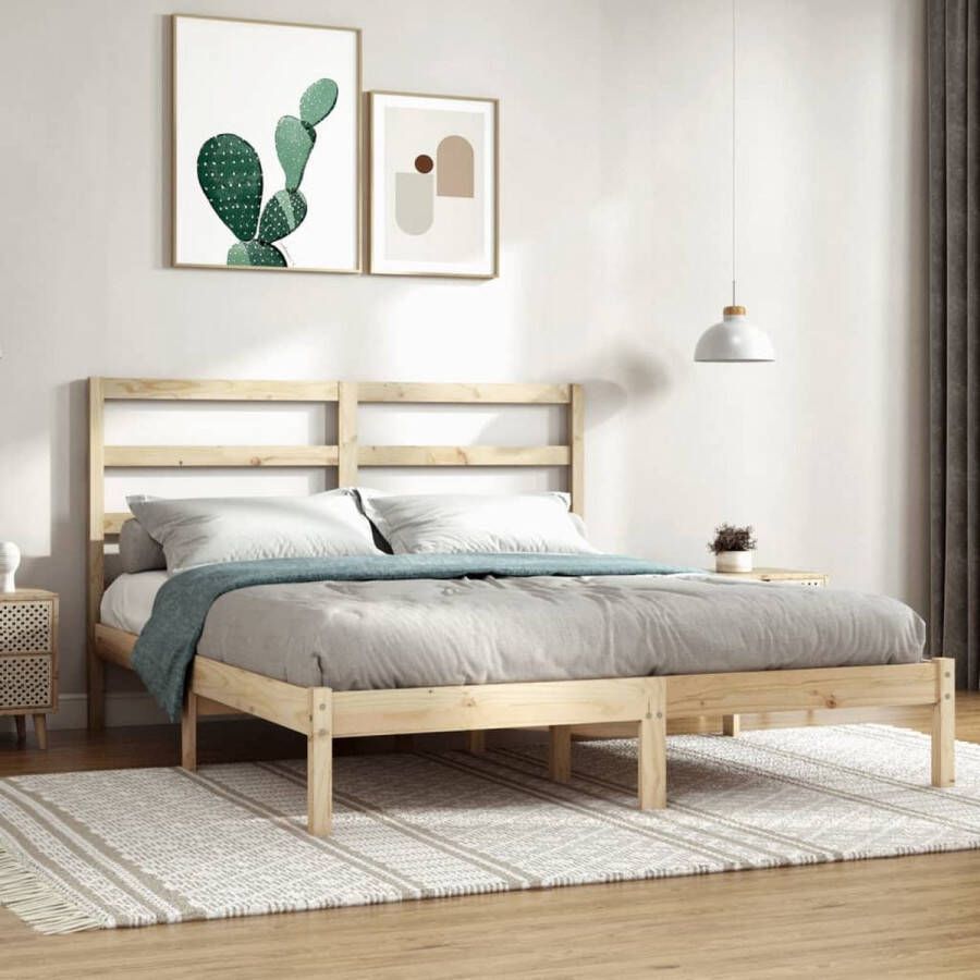 The Living Store Bedframe Grenenhout 160 x 200 cm Massief Inclusief Hoofdeind