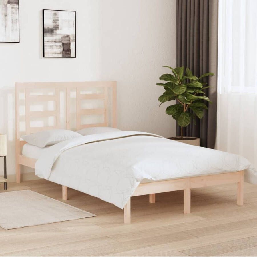The Living Store Bedframe massief hout 120x190 cm 4FT Small Double Bedframe Bedframes Bed Bedbodem Ledikant Bed Frame Massief Houten Bedframe Slaapmeubel Tweepersoonsbed Bedden Bedbodems
