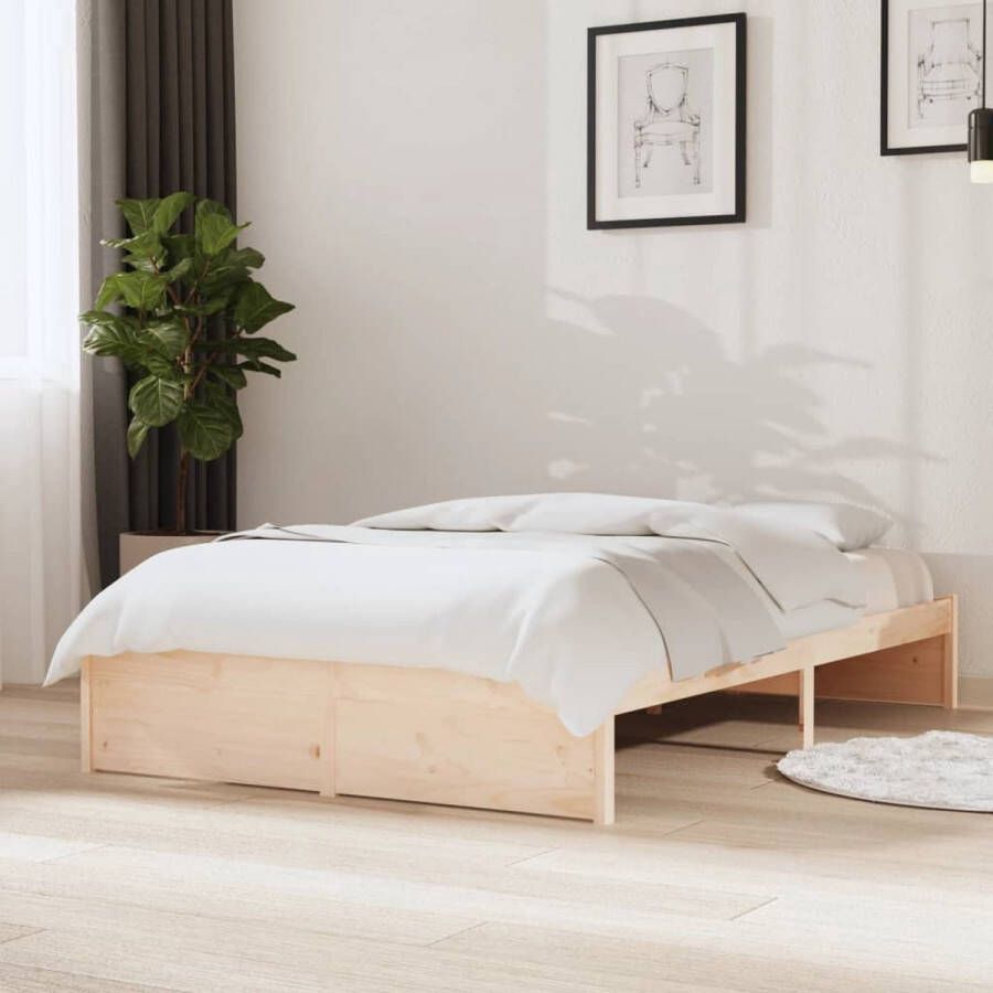 The Living Store Bedframe Grenenhout 195.5 x 125.5 x 31 cm Stabiel Rustiek Matras niet inbegrepen Houten Bedframe Grenenhout Bed Modern Bed Stabiel Bed Rustic Bed - Foto 2