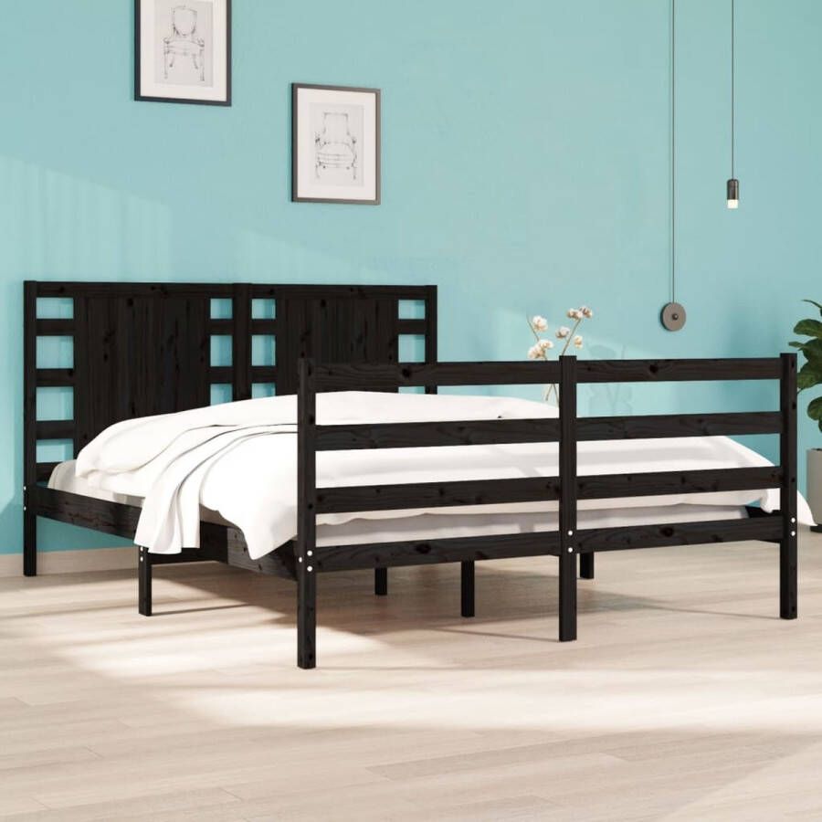 The Living Store Bedframe Grenenhout 195.5 x 125.5 x 69.5 cm Comfortabel hoofdeinde