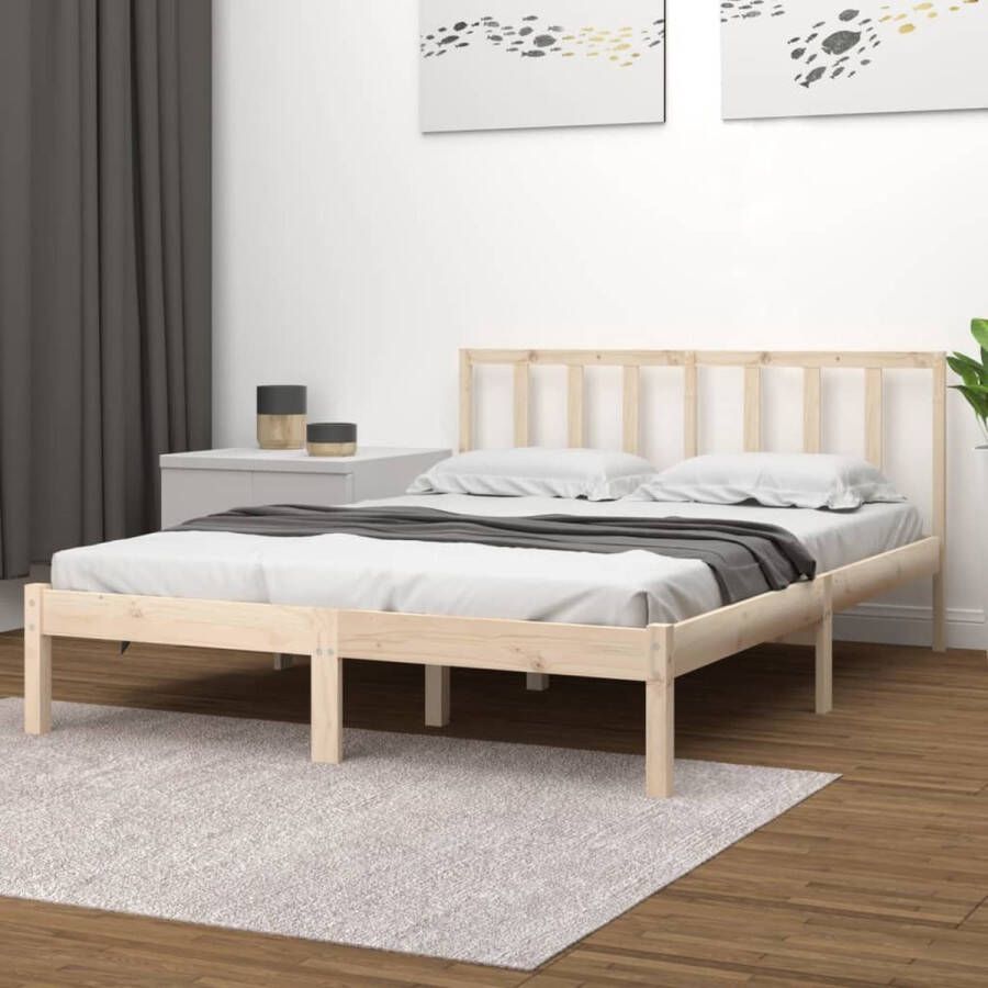 The Living Store Bedframe massief grenenhout 140x190 cm Bedframe Bedframes Bed Bedbodem Ledikant Bed Frame Massief Houten Bedframe Slaapmeubel Bedden Bedbodems Ledikanten