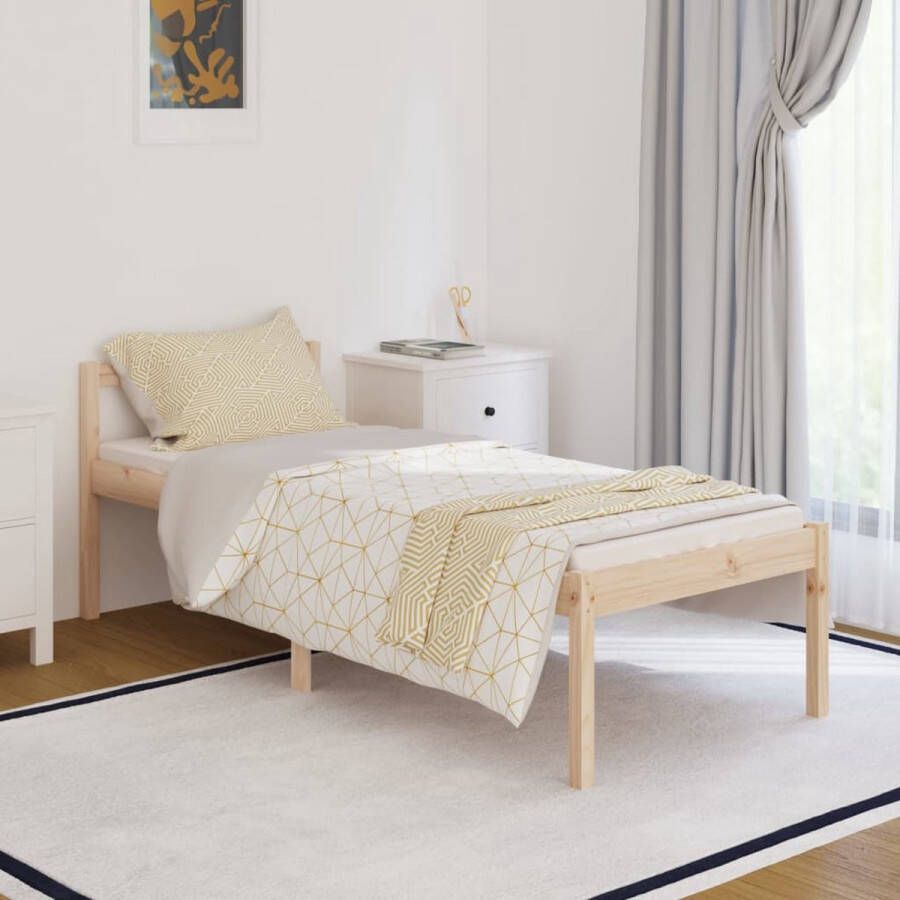 The Living Store Bedframe massief hout 75x190 cm 2FT6 small single Bedframe Bedframes Bed Bedbodem Ledikant Bed Frame Massief Houten Bedframe Slaapmeubel Eenpersoonsbed Bedden Bedbodems