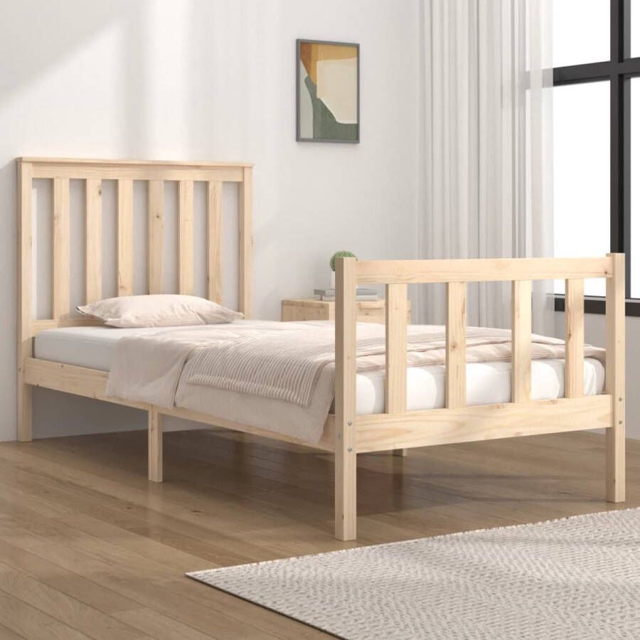 The Living Store Bedframe Grenenhout 195.5 x 95.5 x 69.5 cm Rustiek karakter Montage vereist
