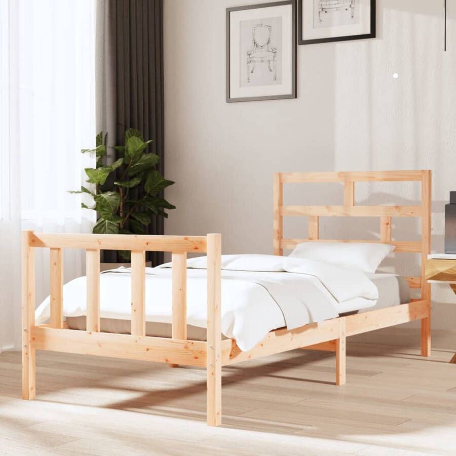 The Living Store Bedframe Grenenhout 195.5 x 95.5 x 69.5 cm Stevig en stabiel