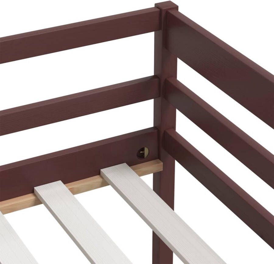 The Living Store Bedframe massief grenenhout donkerbruin 90x200 cm Bedframe Bed Frame Bed Frames Bed Bedden 1-persoonsbed 1-persoonsbedden Eenpersoons Bed