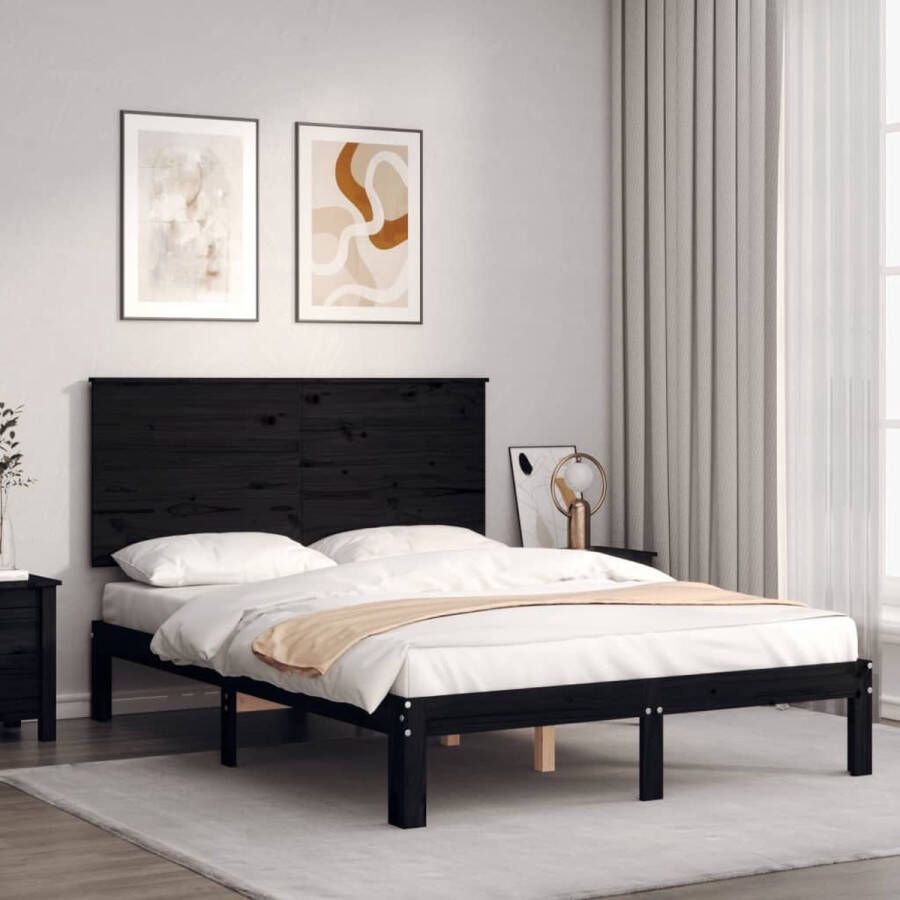 The Living Store Bedframe Grenenhout 203.5 x 123.5 x 82.5 cm Multiplex lattenbodem