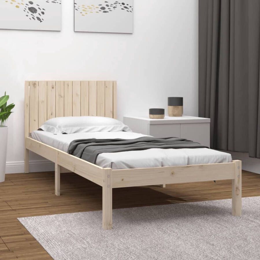 The Living Store Bedframe Grenenhout 205.5 x 105.5 x 31 cm Rustieke uitstraling