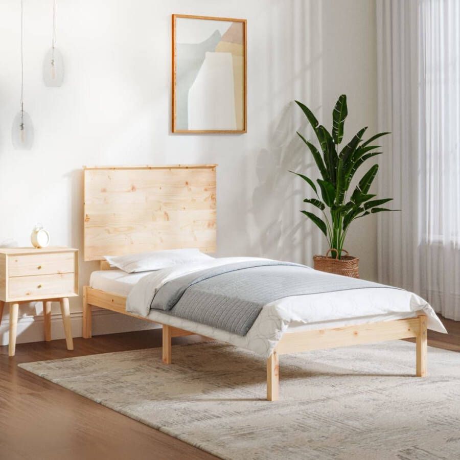 The Living Store Bedframe Grenenhout 205.5 x 105.5 x 93.5 cm Massief hout 100 x 200 cm Montage vereist
