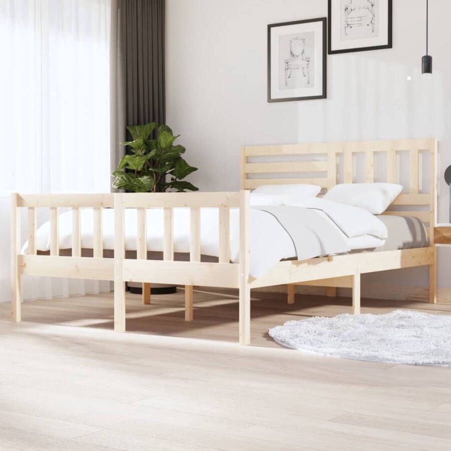 The Living Store Bedframe Grenenhout 205.5 x 146 x 100 cm 140 x 200 cm Montage vereist