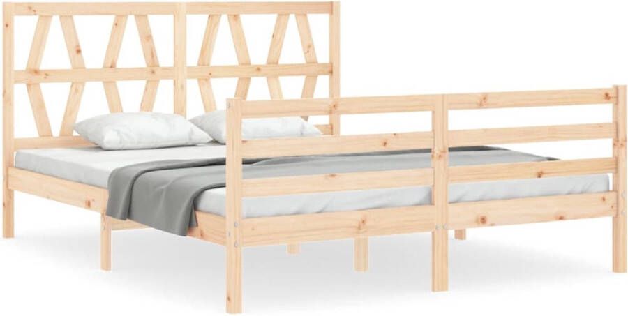 The Living Store Bedframe met hoofdbord massief hout 5 FT King Size Bedframe Bedframes Bed Tweepersoonsbed Slaapkamermeubel Houten Bedframe Houten Bed Bedbodem Massief Houten Bedframe Ledikant Bedframe Met Hoofdeinde - Foto 9