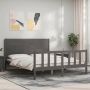 The Living Store Bedframe met hoofdbord massief hout grijs 5 FT King Size Bedframe Bedframes Bed Tweepersoonsbed Slaapkamermeubel Houten Bedframe Houten Bed Bedbodem Massief Houten Bedframe Ledikant Bedframe Met Hoofdeinde - Thumbnail 4