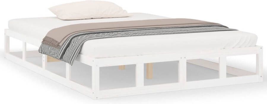 The Living Store Bedframe massief hout wit 160x200 cm Bedframe Bedframes Bed Bedbodem Ledikant Bed Frame Massief Houten Bedframe Slaapmeubel Tweepersoonsbed Bedden Bedbodems