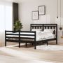 The Living Store Bedframe massief hout zwart 160x200 cm Bedframe Bedframes Tweepersoonsbed Bed Bedombouw Dubbel Bed Frame Bed Frame Ledikant Bedframe Met Hoofdeinde Tweepersoonsbedden - Thumbnail 4